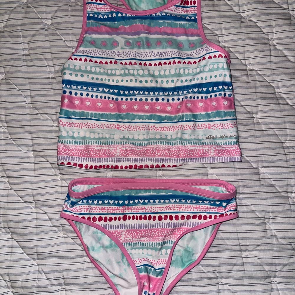 Eddie Bauer Pink and Blue Patterned Kids Swim Set